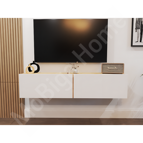 Perna Duvara Monte TV Sehpası - Safirmeşe Gövde Beyaz Kapaklı 150 cm Perna Duvara Monte TV Sehpası - Safirmeşe Gövde Beyaz Kapaklı 150 cm