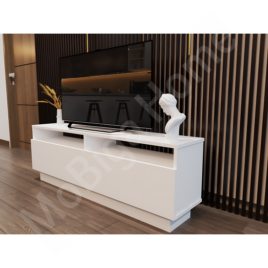 Modena TV Sehpası - Beyaz 145 cm Açık Raflı Modern Tasarım Modena TV Sehpası - Beyaz 145 cm Açık Raflı Modern Tasarım