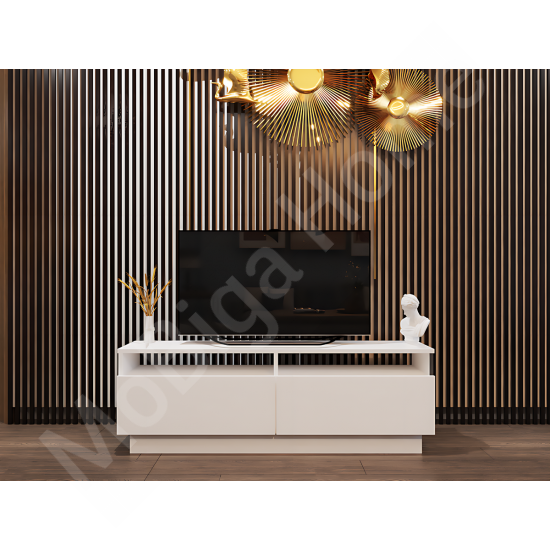 Modena TV Sehpası - Beyaz 145 cm Açık Raflı Modern Tasarım Modena TV Sehpası - Beyaz 145 cm Açık Raflı Modern Tasarım