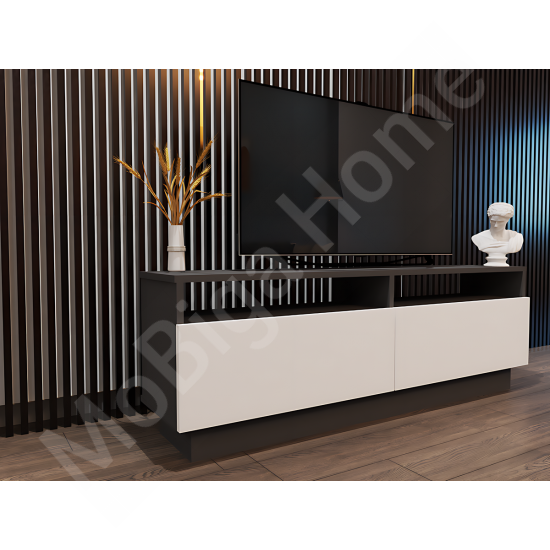 Modena TV Sehpası - Antrasit Gövde Beyaz Kapaklı 145 cm Modena TV Sehpası - Antrasit Gövde Beyaz Kapaklı 145 cm