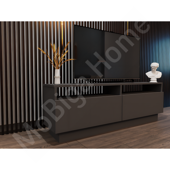 Modena TV Sehpası - Antrasit 145 cm Açık Raflı Modern Tasarım