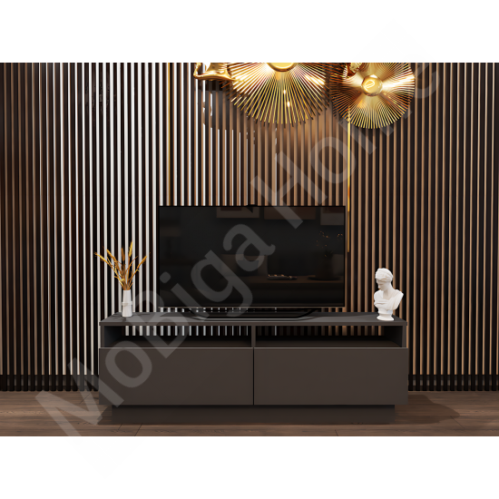 Modena TV Sehpası - Antrasit 145 cm Açık Raflı Modern Tasarım