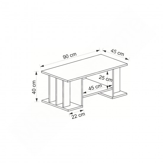 Anıt Orta Sehpa - Safirmeşe Antrasit 90 cm Kitaplıklı Modern Orta Masa Anıt Orta Sehpa - Safirmeşe Antrasit 90 cm Kitaplıklı Modern Orta Masa
