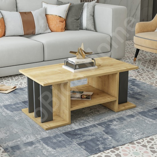 Anıt Orta Sehpa - Safirmeşe Antrasit 90 cm Kitaplıklı Modern Orta Masa Anıt Orta Sehpa - Safirmeşe Antrasit 90 cm Kitaplıklı Modern Orta Masa