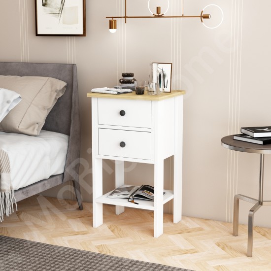 Milles 2 Çekmeceli Komodin Beyaz Safirmeşe