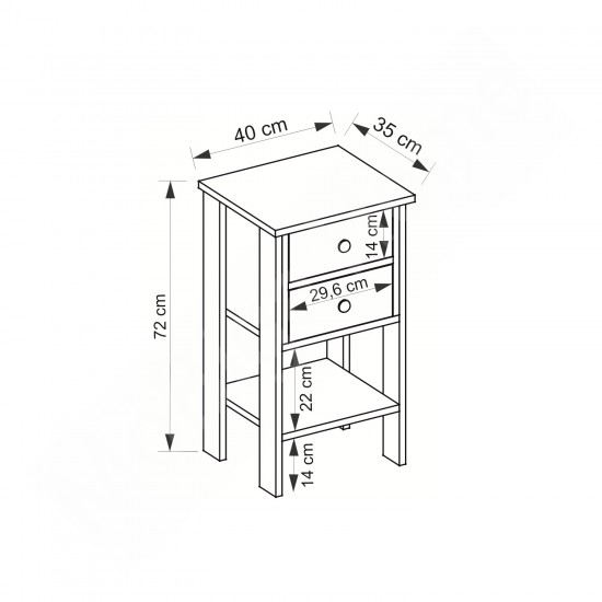 Milles 2 Çekmeceli Komodin Beyaz Safirmeşe