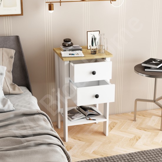 Milles 2 Çekmeceli Komodin Beyaz Safirmeşe