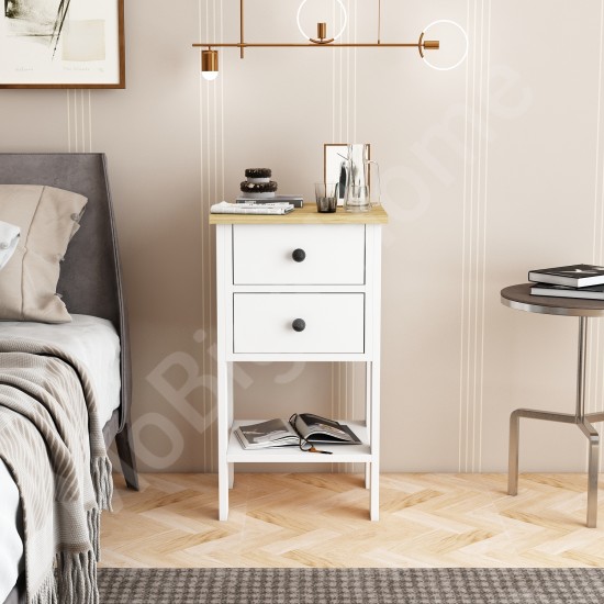 Milles 2 Çekmeceli Komodin Beyaz Safirmeşe