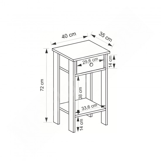 Dream Tek Çekmeceli Komodin Beyaz Safirmeşe