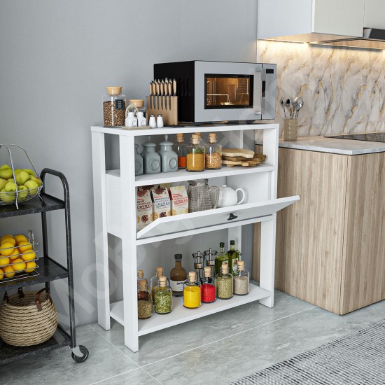 Yaris Beyaz Kahve Köşesi Raflı Çok Amaçlı Mutfak Dolabı