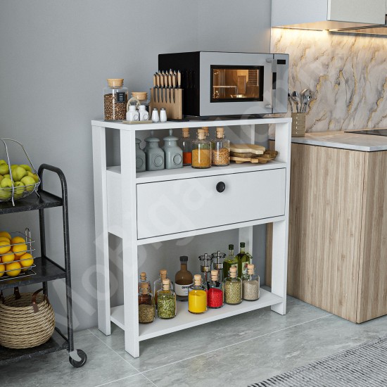 Yaris Beyaz Kahve Köşesi Raflı Çok Amaçlı Mutfak Dolabı