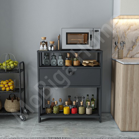 Yaris Antrasit Kahve Köşesi Raflı Çok Amaçlı Mutfak Dolabı