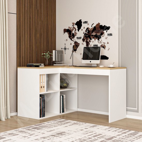 Luna L Çalışma Masası Safirmeşe Beyaz