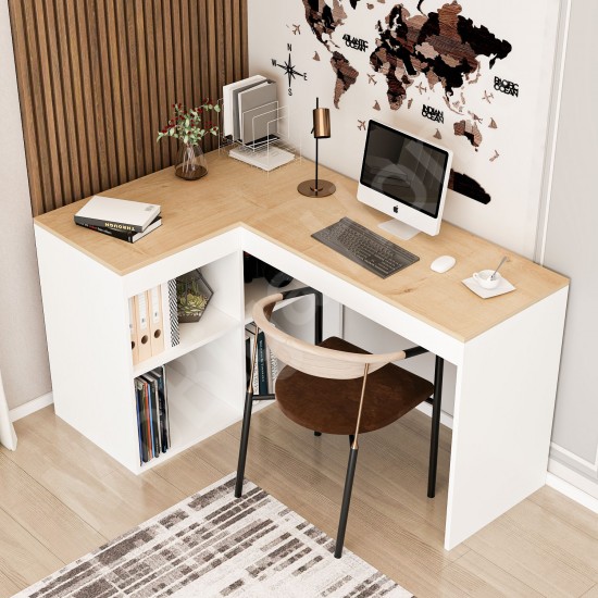 Luna L Çalışma Masası Safirmeşe Beyaz