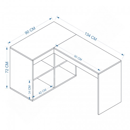 Luna Beyaz L Çalışma Masası Luna Beyaz L Çalışma Masası