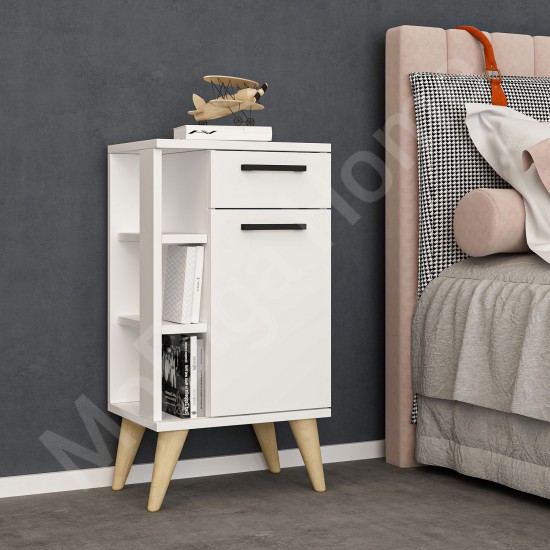 Ladin 2 Kapaklı Komodin Beyaz 