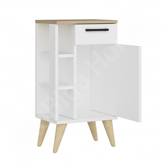 Ladin 2 Kapaklı Komodin Beyaz-Safirmeşe