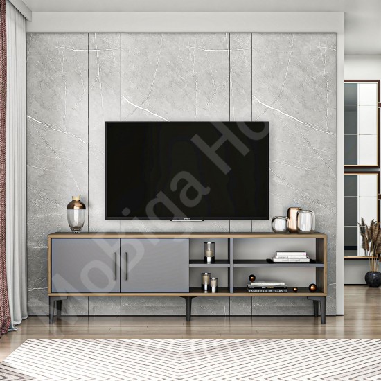 Alvin TV Sehpası Antrasit Ceviz