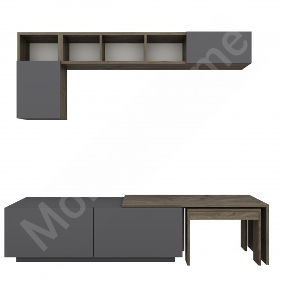 Oslo Plus TV Ünitesi 180 Cm Raflı Antrasit Ceviz 