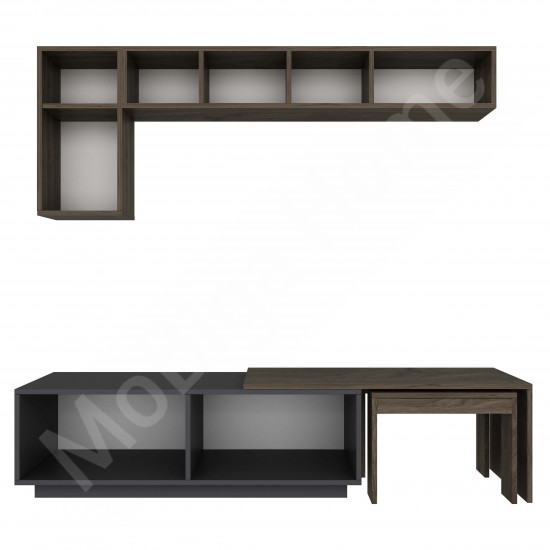 Oslo Plus TV Ünitesi 180 Cm Raflı Antrasit Ceviz 