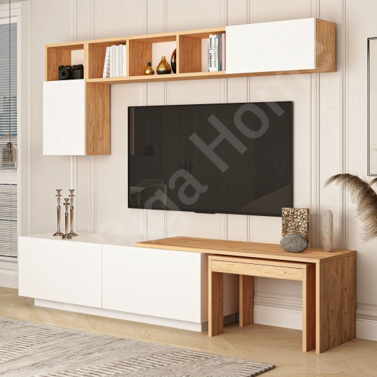 Oslo Plus TV Ünitesi 180 Cm Raflı Beyaz Çam Oslo Plus TV Ünitesi 180 Cm Raflı Beyaz Çam