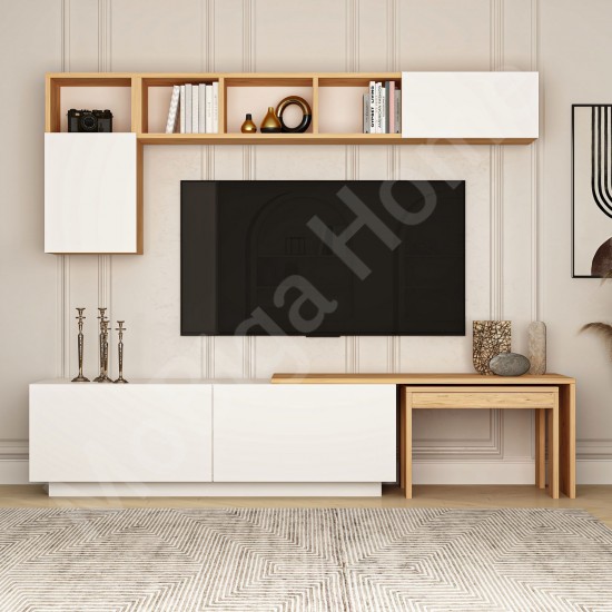 Oslo Plus TV Ünitesi 180 Cm Raflı Beyaz Çam Oslo Plus TV Ünitesi 180 Cm Raflı Beyaz Çam