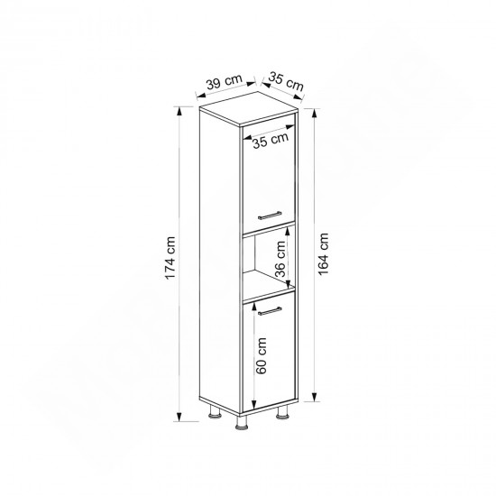 Efsa Çamaşır Kirli Sepetli Banyo Dolabı Antrasit-Safirmeşe