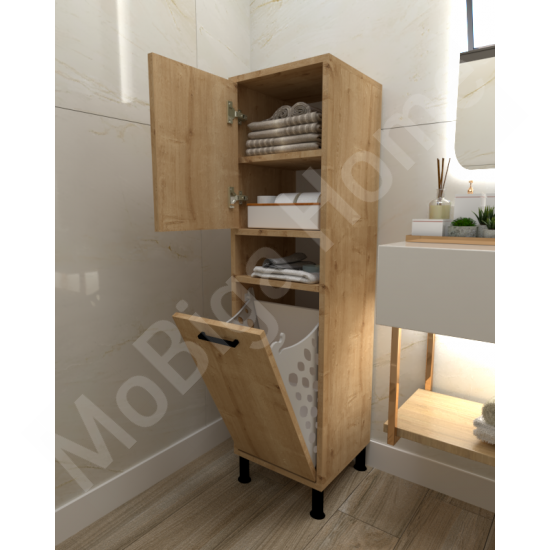 Linda Çamaşır Kirli Sepetli Banyo Dolabı Safirmeşe