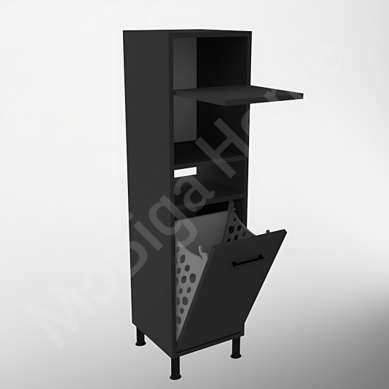 Linda Çamaşır Kirli Sepetli Banyo Dolabı Antrasit