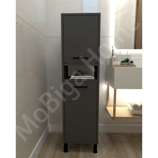 Linda Çamaşır Kirli Sepetli Banyo Dolabı Antrasit