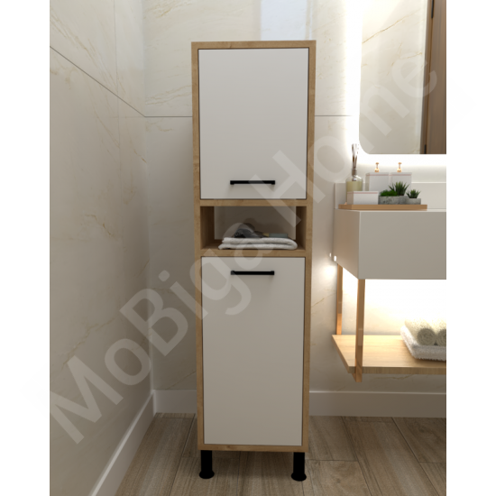 Linda Çamaşır Kirli Sepetli Banyo Dolabı Safirmeşe-Beyaz Linda Çamaşır Kirli Sepetli Banyo Dolabı Safirmeşe-Beyaz