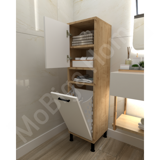 Linda Çamaşır Kirli Sepetli Banyo Dolabı Safirmeşe-Beyaz Linda Çamaşır Kirli Sepetli Banyo Dolabı Safirmeşe-Beyaz