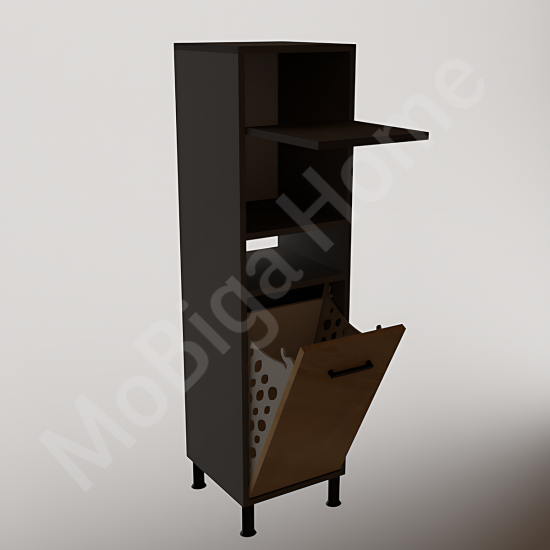 Linda Çamaşır Kirli Sepetli Banyo Dolabı Antrasit-Safirmeşe