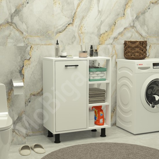 Loren Çamaşır Kirli Sepetli Banyo Dolabı Beyaz Loren Çamaşır Kirli Sepetli Banyo Dolabı Beyaz