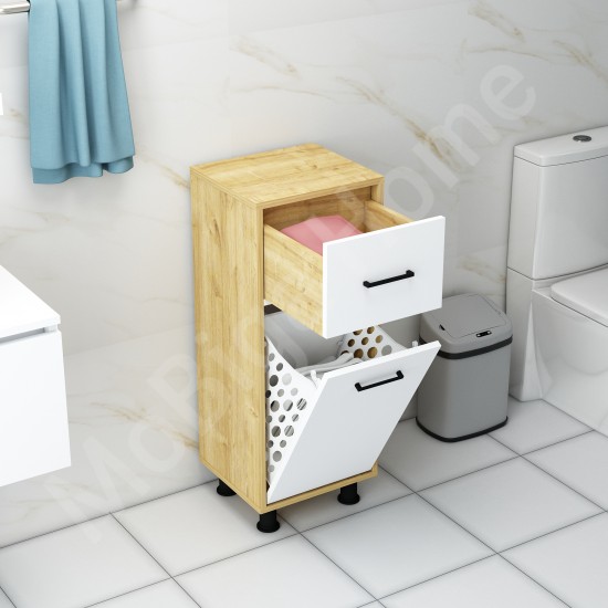 Sorty Çamaşır Kirli Sepetli Banyo Dolabı Safirmeşe-Beyaz Sorty Çamaşır Kirli Sepetli Banyo Dolabı Safirmeşe-Beyaz