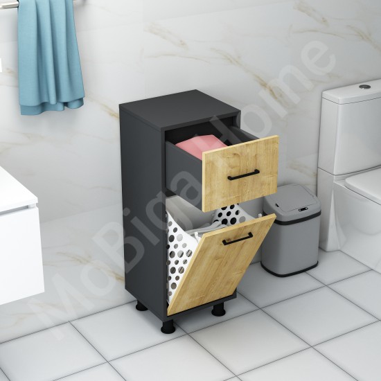 Sorty Çamaşır Kirli Sepetli Banyo Dolabı Antrasit-Safirmeşe Sorty Çamaşır Kirli Sepetli Banyo Dolabı Antrasit-Safirmeşe
