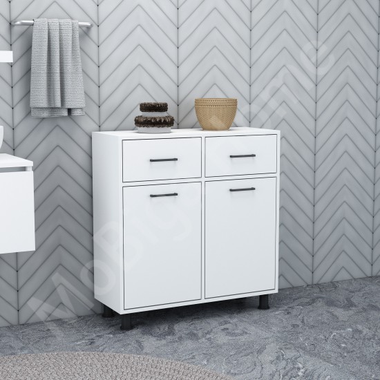 Merva Çamaşır Sepetli Banyo Dolabı Beyaz Merva Çamaşır Sepetli Banyo Dolabı Beyaz