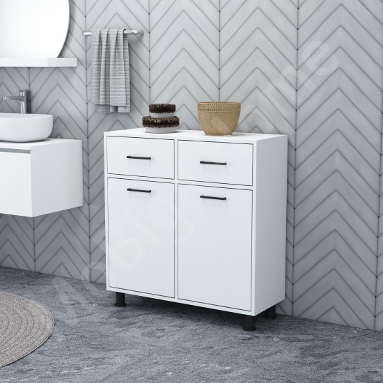 Merva Çamaşır Sepetli Banyo Dolabı Beyaz Merva Çamaşır Sepetli Banyo Dolabı Beyaz