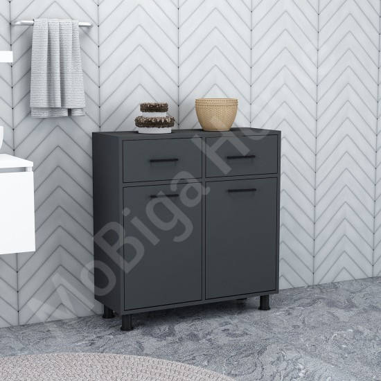 Merva Çamaşır Sepetli Banyo Dolabı Antrasit Merva Çamaşır Sepetli Banyo Dolabı Antrasit