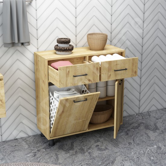Merva Çamaşır Sepetli Banyo Dolabı Safirmeşe Merva Çamaşır Sepetli Banyo Dolabı Safirmeşe