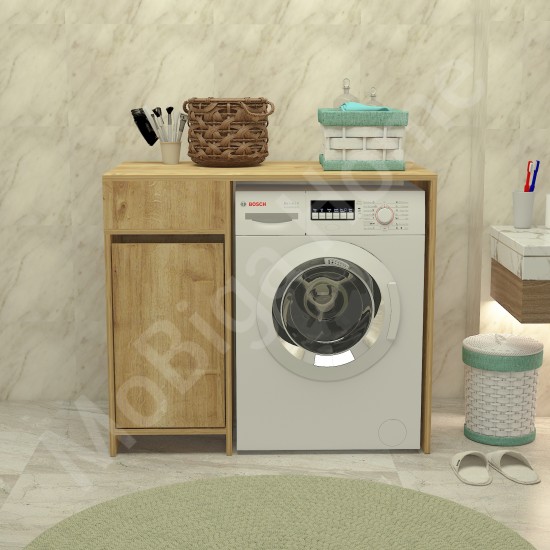 Eflin Çamaşır Sepetli Banyo Dolabı Safirmeşe Eflin Çamaşır Sepetli Banyo Dolabı Safirmeşe