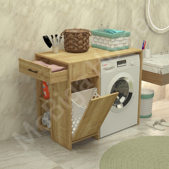 Eflin Çamaşır Sepetli Banyo Dolabı Safirmeşe Eflin Çamaşır Sepetli Banyo Dolabı Safirmeşe