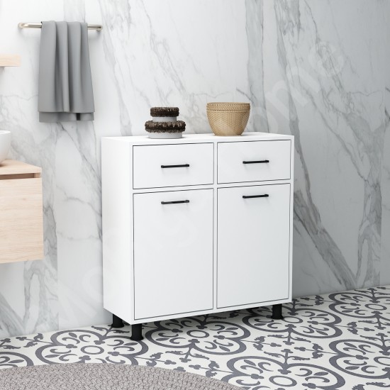 Molde Çift Çamaşır Kirli Sepetli Banyo Dolabı Beyaz Molde Çift Çamaşır Kirli Sepetli Banyo Dolabı Beyaz