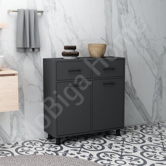 Molde Çift Çamaşır Kirli Sepetli Banyo Dolabı Antrasit Molde Çift Çamaşır Kirli Sepetli Banyo Dolabı Antrasit