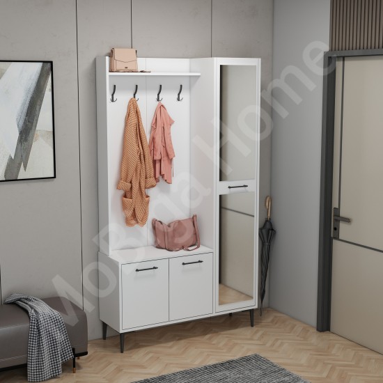 City 5 Raflı 3 Kapaklı Boy Aynalı Portmanto Askılı Vestiyer Beyaz City 5 Raflı 3 Kapaklı Boy Aynalı Portmanto Askılı Vestiyer Beyaz