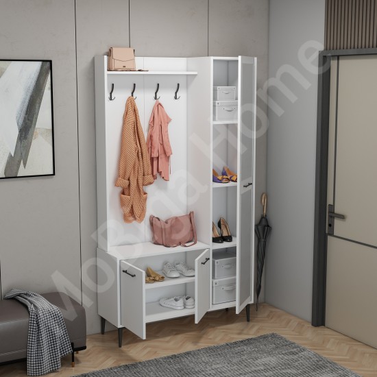City 5 Raflı 3 Kapaklı Boy Aynalı Portmanto Askılı Vestiyer Beyaz City 5 Raflı 3 Kapaklı Boy Aynalı Portmanto Askılı Vestiyer Beyaz