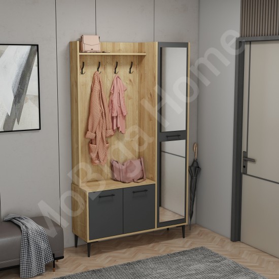 City 5 Raflı 3 Kapaklı Boy Aynalı Portmanto Askılı Vestiyer Safirmeşe-Antrasit City 5 Raflı 3 Kapaklı Boy Aynalı Portmanto Askılı Vestiyer Safirmeşe-Antrasit