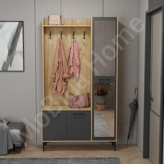 City 5 Raflı 3 Kapaklı Boy Aynalı Portmanto Askılı Vestiyer Safirmeşe-Antrasit City 5 Raflı 3 Kapaklı Boy Aynalı Portmanto Askılı Vestiyer Safirmeşe-Antrasit