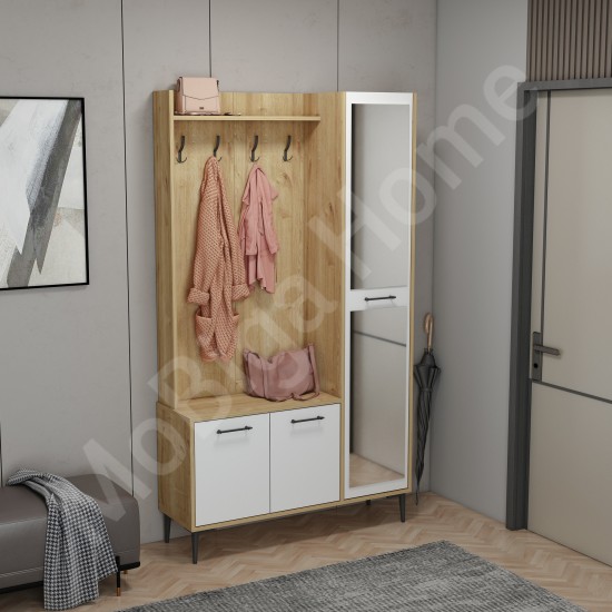 City 5 Raflı 3 Kapaklı Boy Aynalı Portmanto Askılı Vestiyer Safirmeşe-Beyaz City 5 Raflı 3 Kapaklı Boy Aynalı Portmanto Askılı Vestiyer Safirmeşe-Beyaz