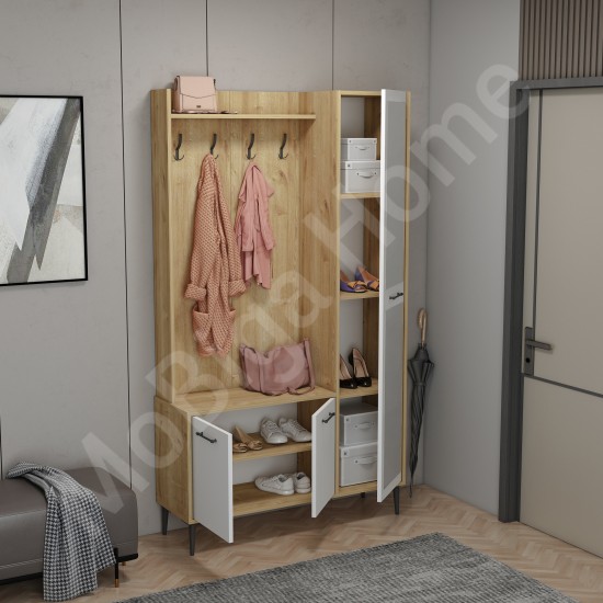 City 5 Raflı 3 Kapaklı Boy Aynalı Portmanto Askılı Vestiyer Safirmeşe-Beyaz City 5 Raflı 3 Kapaklı Boy Aynalı Portmanto Askılı Vestiyer Safirmeşe-Beyaz